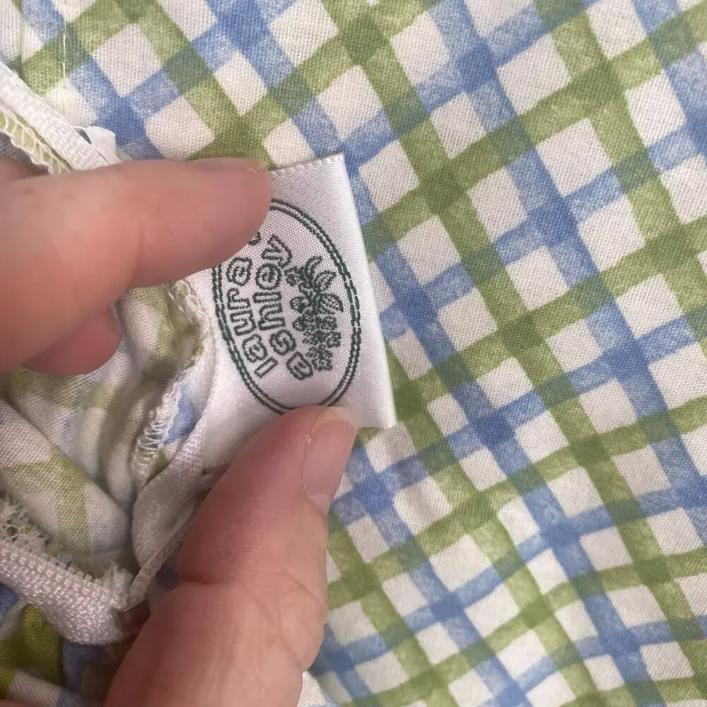 Laura Ashley  Pillowcase European & 13 x 13‎ Blue & Green Plaid Country